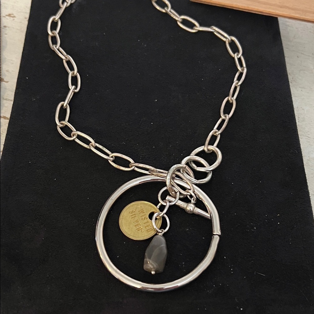 Twisted Silver Toggle link necklace 18”
